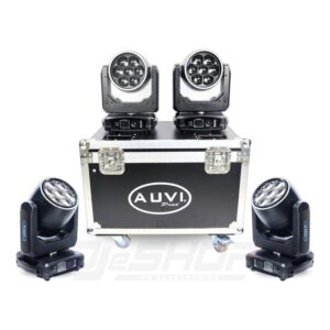 AUVI Lights BEE EYE Moving Head Wash with LED Ring – Set of 4 with Case